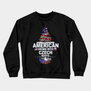 Christmas Tree  American Grown With Czech Roots - Gift for Czech From Czech Republic Crewneck Sweatshirt